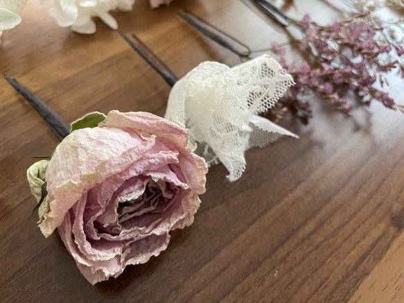 【再販商品3】NO'30 ヘッドドレス　ホワイトピンクカラー　ウェディング　結婚式 6枚目の画像