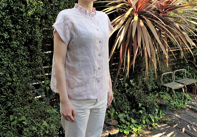 ベルギー産リネンフレンチブラウス  ピンク 4,260円