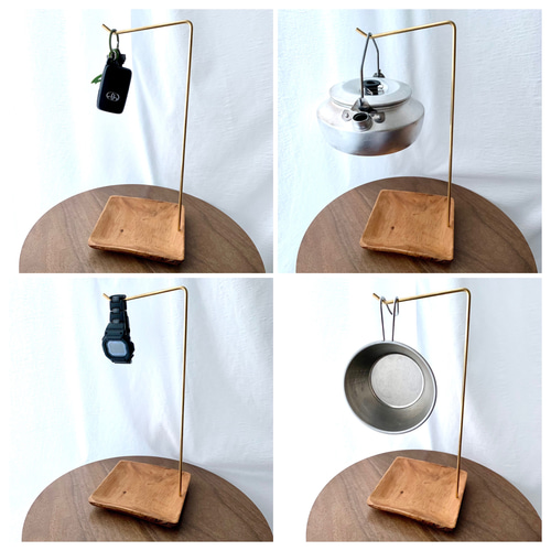 天然木のアカシアと真鍮】卓上ランタンスタンドLS-AS（ゴールゼロ用