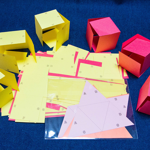 大幅値下げ！！空き時間で作成した絵 中学受験対策 空間図形の学習 展開図 立方体11パターン＋正四面