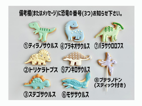 種類が増えました☆【選べる3頭】恐竜アイシングクッキーセット 2枚目の画像