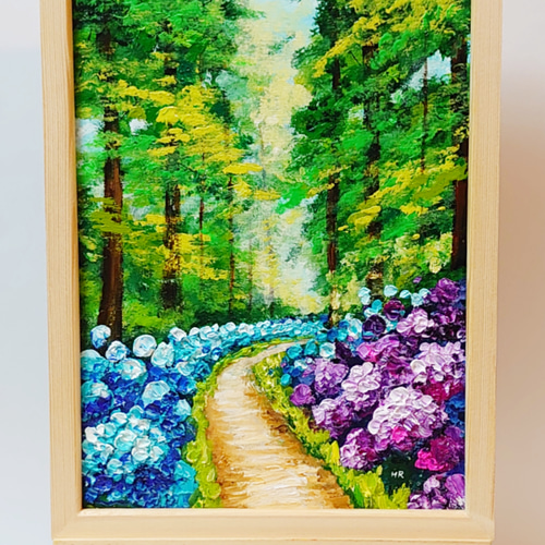 充実の品 油絵 絵画 紫陽花畑の道 絵画 HR 通販 13995115｜Creema(クリーマ) 絵画