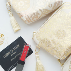 【金色青海波浪絲帶翻拍迷你包】化妝包、名片盒、小包、首飾包。生日禮物 第4張的照片