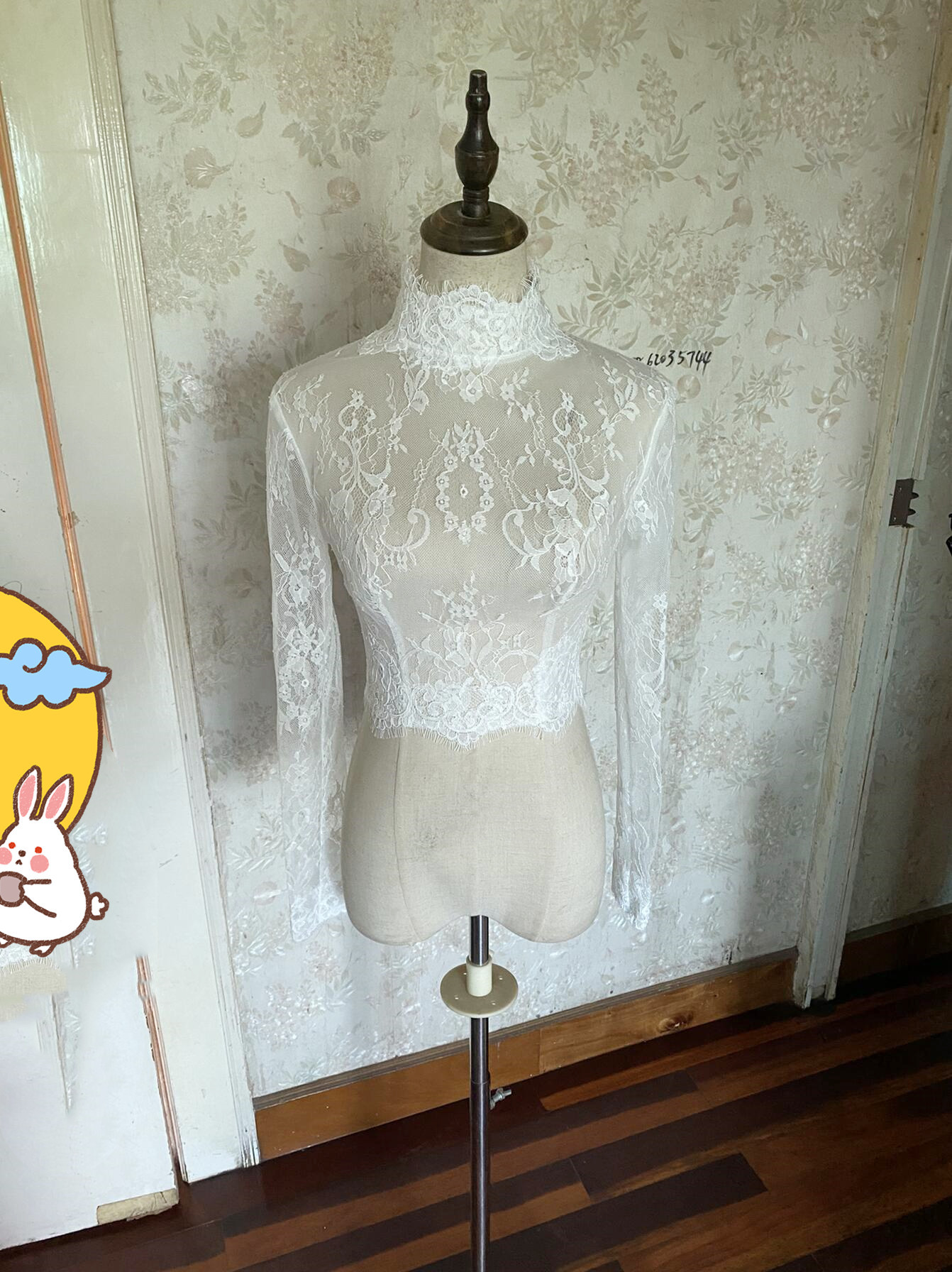 上品なくるみボタン ハイネック レースボレロ トップス ウエディングドレス