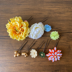 つまみ細工と造花の髪飾りセット【4】 4枚目の画像