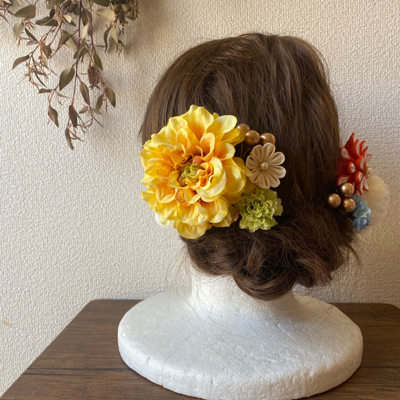 つまみ細工と造花の髪飾りセット【4】 2枚目の画像