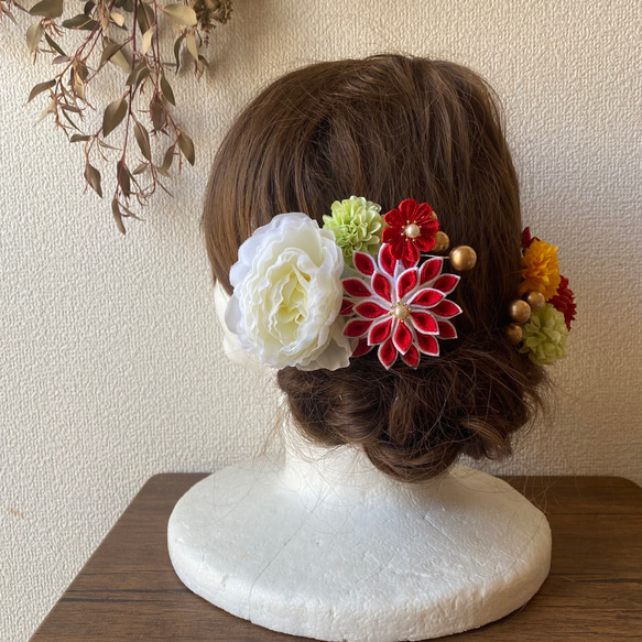 つまみ細工と造花の髪飾りセット【5】 2枚目の画像
