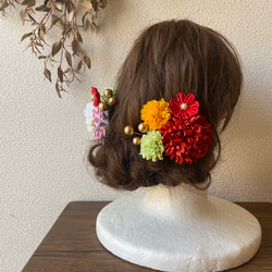 つまみ細工と造花の髪飾りセット【5】 3枚目の画像