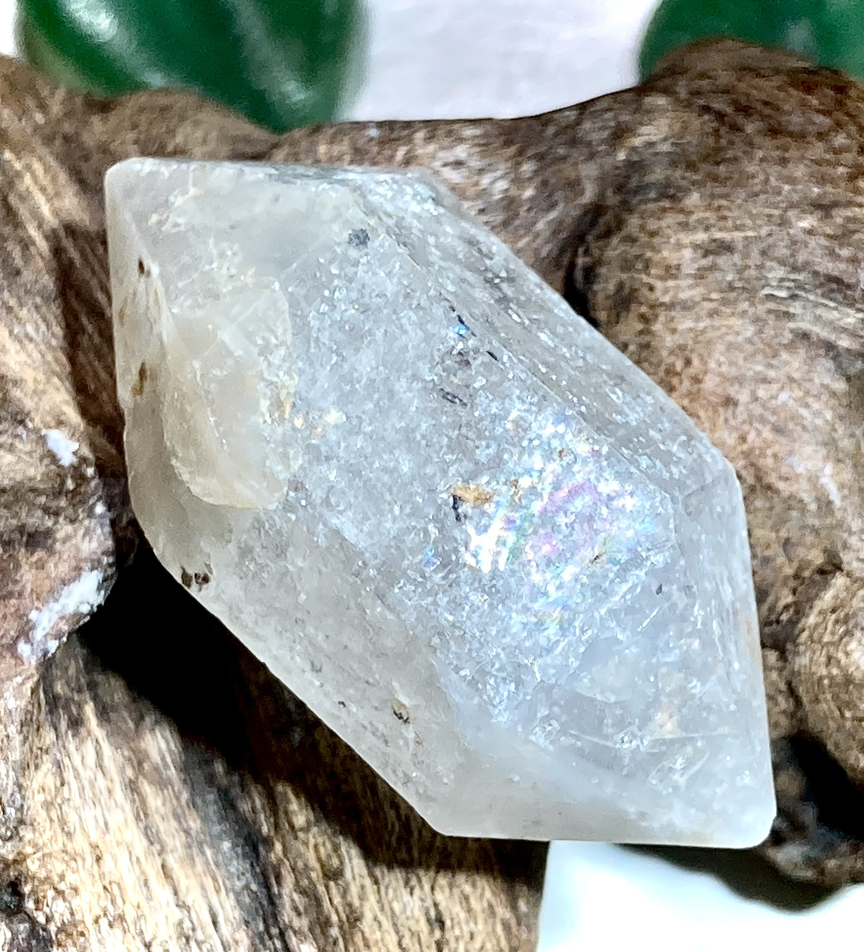 【天使のギフト】万華鏡エレスチャル クォーツ 骸骨水晶　ダブルポイント　原石