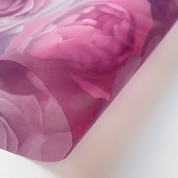 新柄入荷！転写チュール♪『お洒落なムラサキ・ピンク系の花柄』～ １m単位でカット～ 4枚目の画像