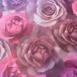 新柄入荷！転写チュール♪『お洒落なムラサキ・ピンク系の花柄』～ １m単位でカット～ 1枚目の画像