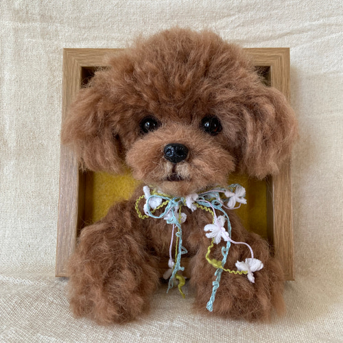 羊毛フェルト 獅子舞犬 トイプードル ハンドメイド - 置物