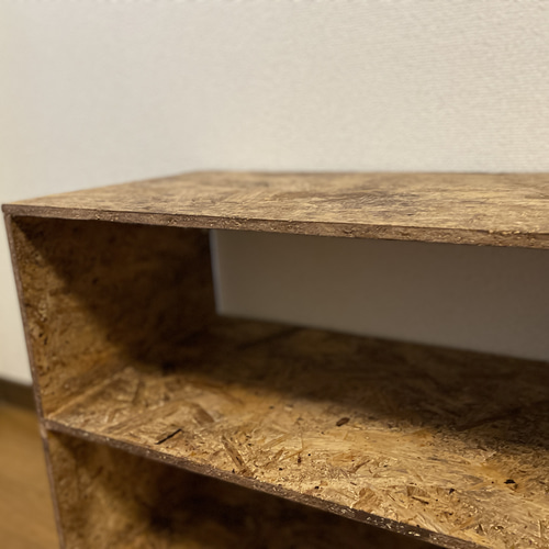 受注制作】OSB合板 キャスター付きオープンシェルフ［ステイン仕上げ