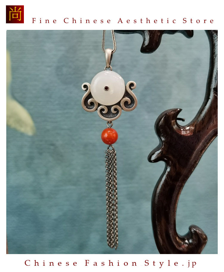 アジアの手仕事 シルバー 925 ペンダント ネックレス  天然石 5月  翡翠  南紅瑪瑙 中国レトロ#102ネックレス・ペンダント