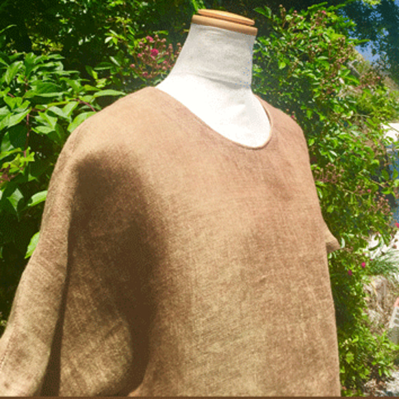 柿渋染めプルオーバー22048茶緑色 