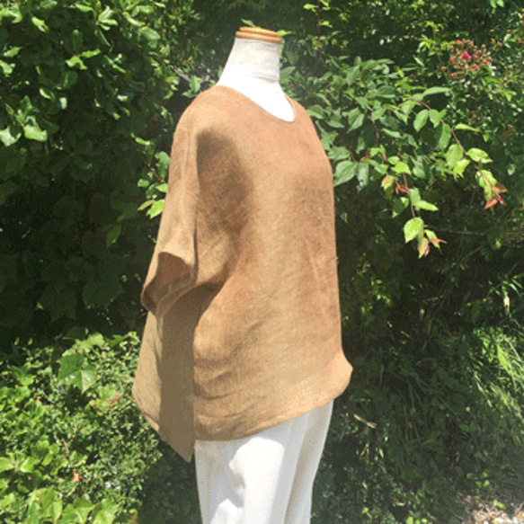 柿渋染めプルオーバー22048茶緑色 