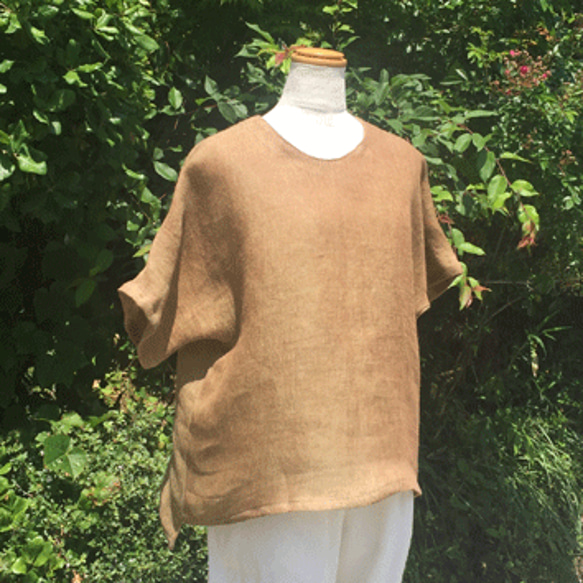 柿渋染めプルオーバー22048茶緑色 