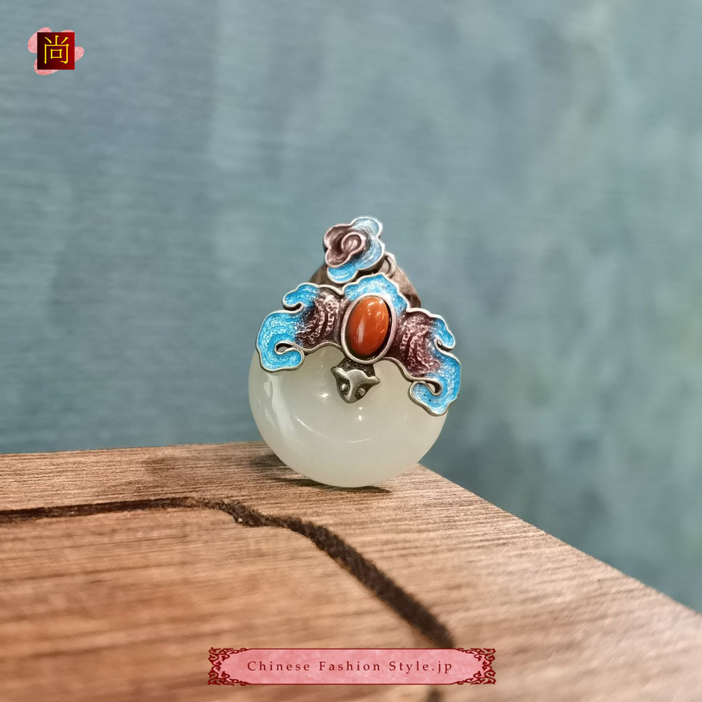 アジアの手仕事 シルバー 925 ペンダント ネックレス  チェーン一粒 天然石 翡翠  南紅瑪瑙 中国レトロ#105