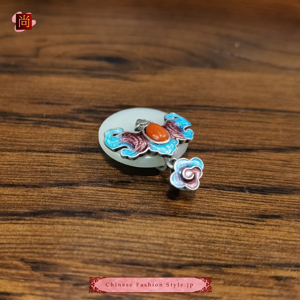 アジアの手仕事 シルバー 925 ペンダント ネックレス  チェーン一粒 天然石 翡翠  南紅瑪瑙 中国レトロ#105