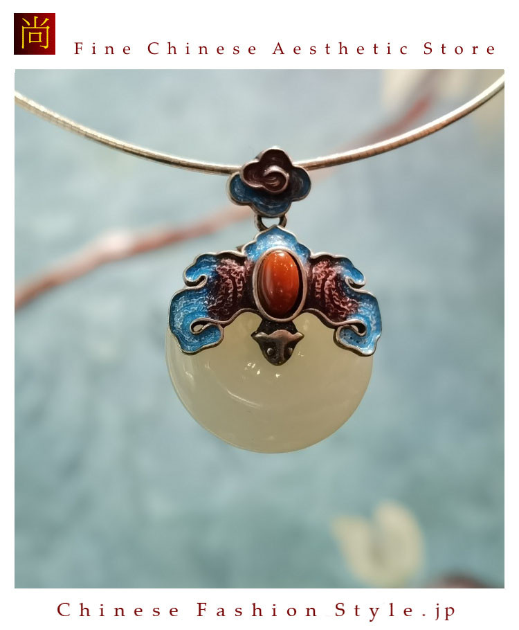 アジアの手仕事 シルバー 925 ペンダント ネックレス  チェーン一粒 天然石 翡翠  南紅瑪瑙 中国レトロ#105