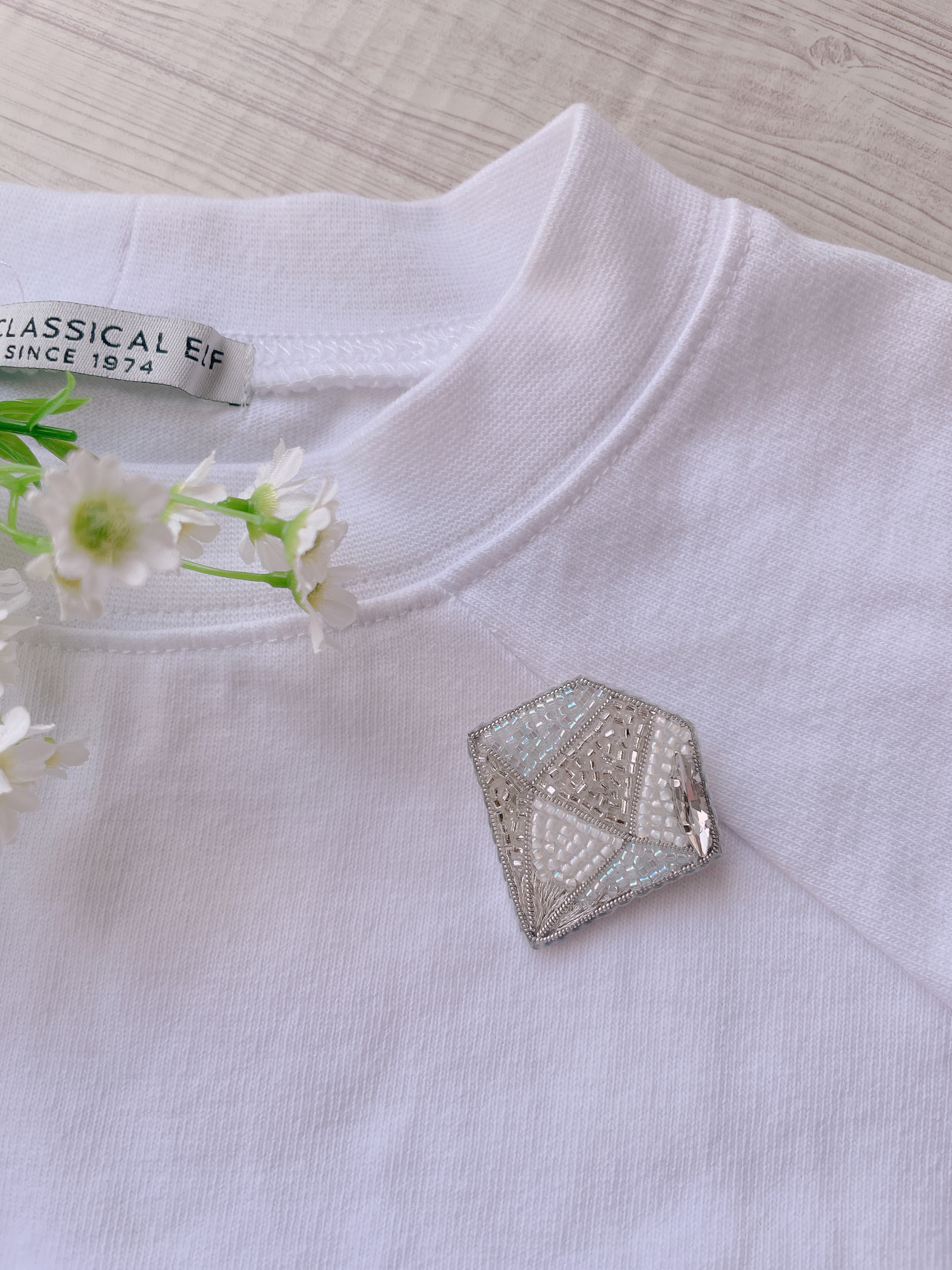 受注製作＊ビーズ刺繍ブローチ【bijou-宝石＊ダイヤモンド/A