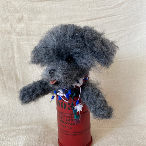 トイプードル 羊毛フェルト 羊毛 愛犬 プレゼント 缶入り 羊毛