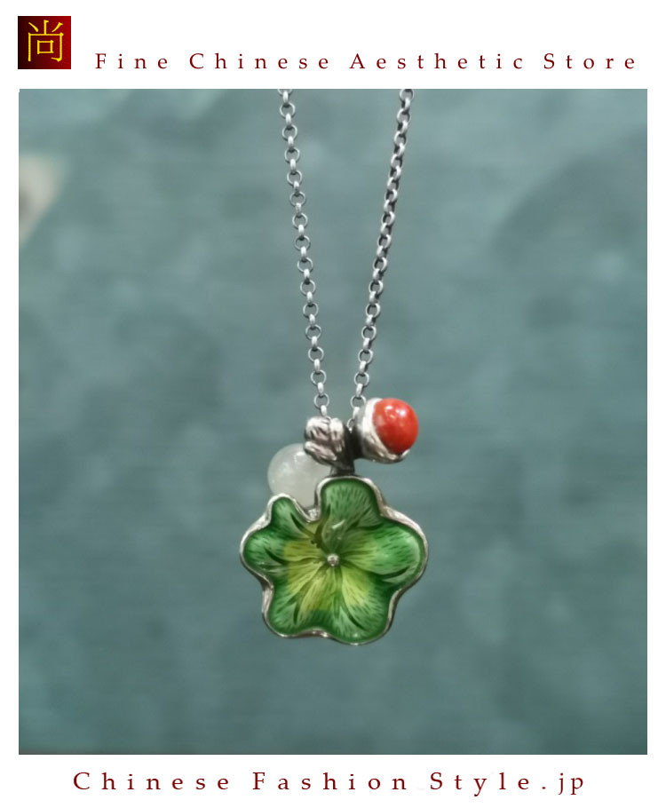 アジアの手仕事 シルバー 925 ペンダント ネックレス  チェーン一粒 天然石 翡翠  南紅瑪瑙 中国レトロ#106
