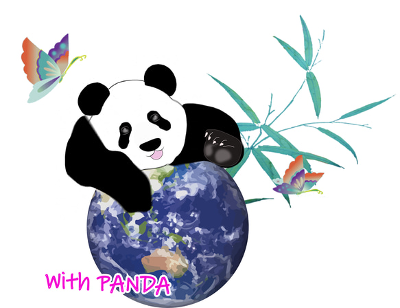 パンダと一緒に世界平和を願う（ナチュラル/ホワイト）男女兼用【受注生産・送料無料】 3枚目の画像