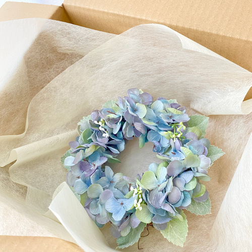 ◇紫陽花リース◇ドライフラワーリース◇ハーフリース◇プレゼント ◇ハーフリース◇ドライフラワーリース◇ナチュラルリース