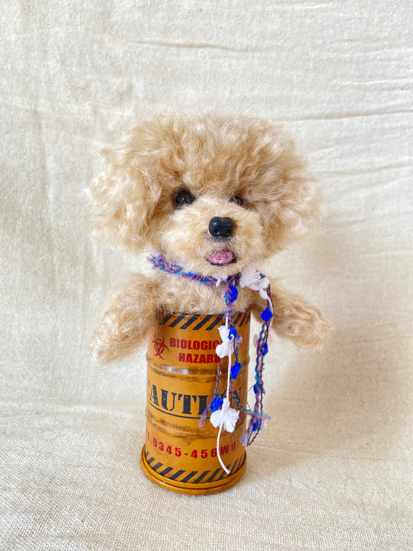 トイプードル　羊毛フェルト　羊毛　愛犬　プレゼント　缶入り 2枚目の画像