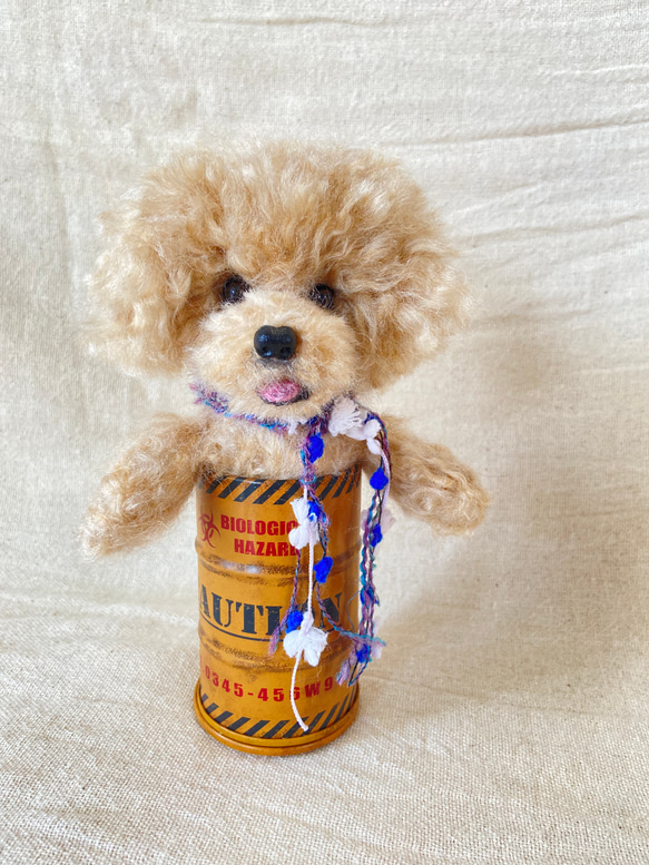 トイプードル　羊毛フェルト　羊毛　愛犬　プレゼント　缶入り 1枚目の画像