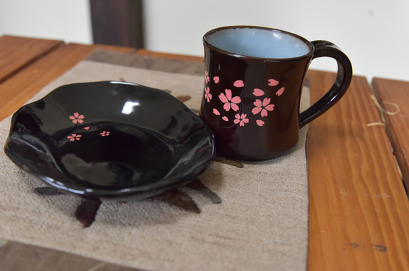 薩摩陶胎漆器　コーヒ－カップ＆ソ－サ－ 2枚目の画像