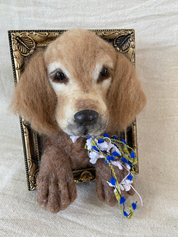 ゴールデンレトリバー　羊毛フェルト　羊毛　愛犬　プレゼント　額 9枚目の画像