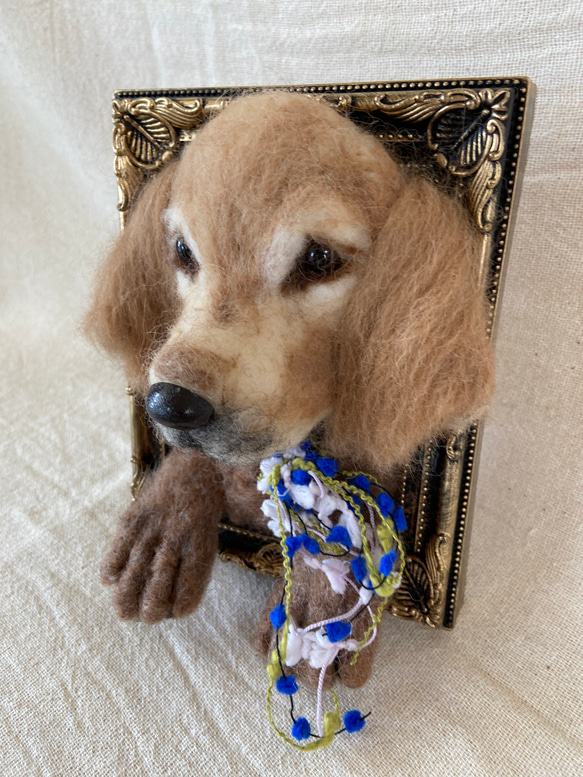 ゴールデンレトリバー　羊毛フェルト　羊毛　愛犬　プレゼント　額 6枚目の画像