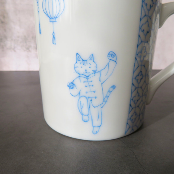 太極拳猫のマグカップ　手描き　再販　父の日 2枚目の画像