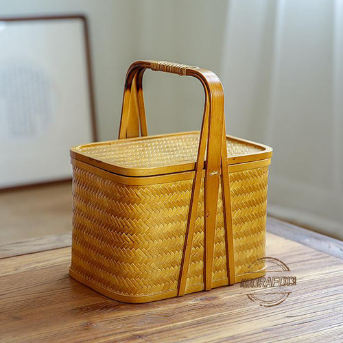 提籃籠 收納籃 茶道具籠 茶具 竹細工 收納 竹工芸 竹かごだけです