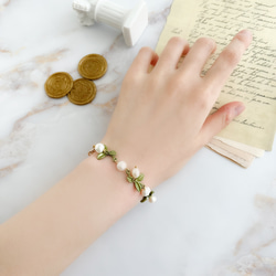 Fiorenzo：葉子和淡水珍珠手鍊手錶 LI188 第5張的照片