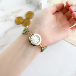 Teo：樹葉淡水珍珠手鍊腕錶 LI189 第9張的照片