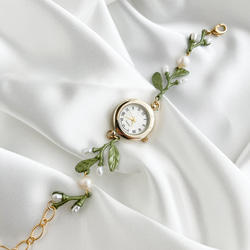 Teo：樹葉淡水珍珠手鍊腕錶 LI189 第10張的照片