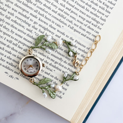 Teo：樹葉淡水珍珠手鍊腕錶 LI189 第5張的照片