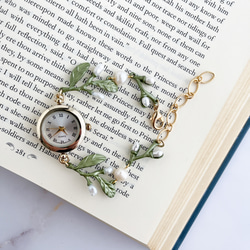 Teo：樹葉淡水珍珠手鍊腕錶 LI189 第13張的照片