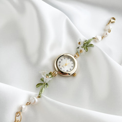 Lino：白花淡水珍珠手鍊腕錶 LI192 第13張的照片