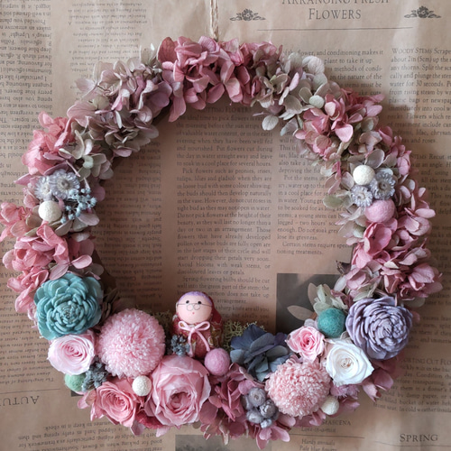 おばあちゃんへのプレゼントに。直径約23cm。OPPラッピング。くすみ