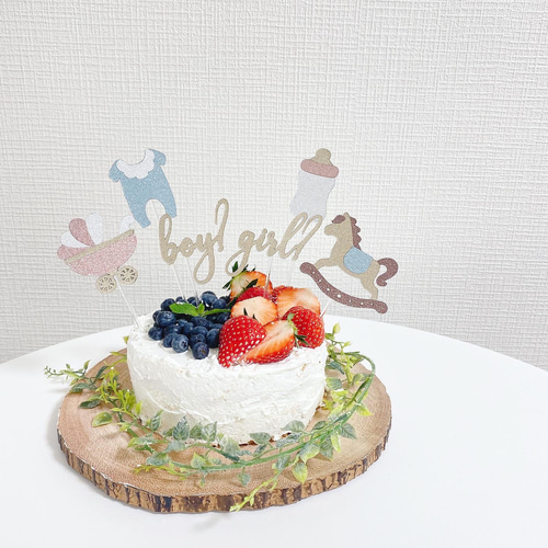 ハンドメイド　ベビーヘアクリップ  マカロン　ケーキ 選べるメッセージ】ケーキトッパー（グリッター）/ welcome baby