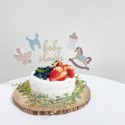 【選べるメッセージ】ケーキトッパー（グリッター）/ welcome baby set   ベビーカー　木馬　ロンパース 6枚目の画像