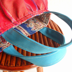 チュニジア布×帆布＊リゾトートバッグ（砂漠のオアシス・ターコイズ） 7枚目の画像