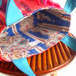 チュニジア布×帆布＊リゾトートバッグ（砂漠のオアシス・ターコイズ） 8枚目の画像