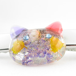 ドキドキニャンコは、クォーツをネコ目で眺めているけれど、とくに深くは考えていません。<創作ヘアクリップ>HC014 2枚目の画像