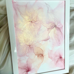 【送料無料】ミニアートプレゼント付き！アルコールインクアート『Elegant Flowers シリーズ』　フラワーアート 3枚目の画像