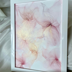 【送料無料】ミニアートプレゼント付き！アルコールインクアート『Elegant Flowers シリーズ』　フラワーアート 4枚目の画像